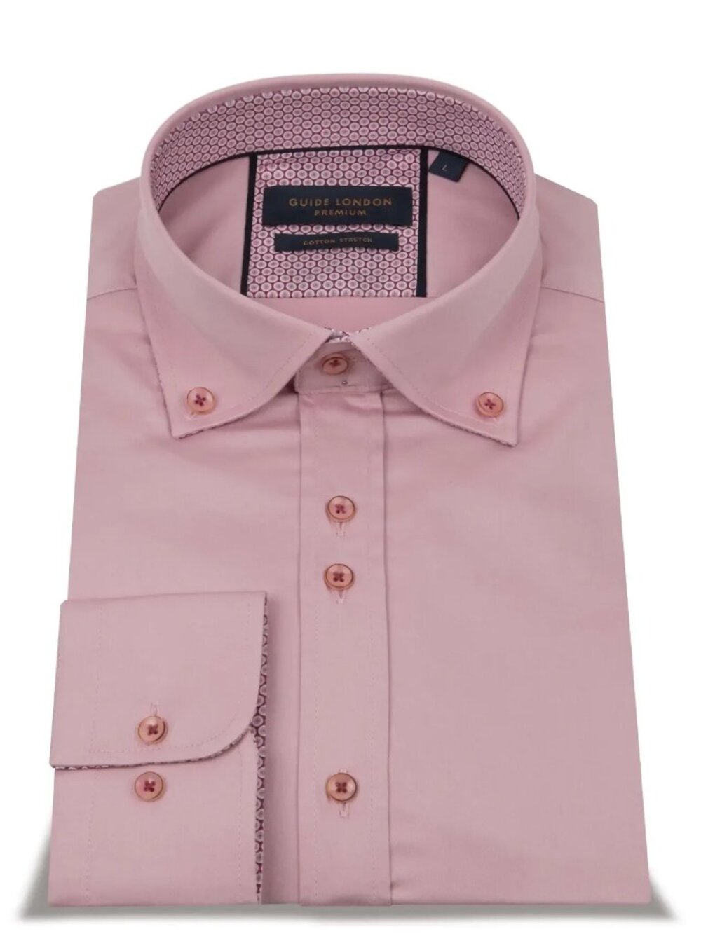 Guide London Pink Satin Long Sleeve Button Up Shirt